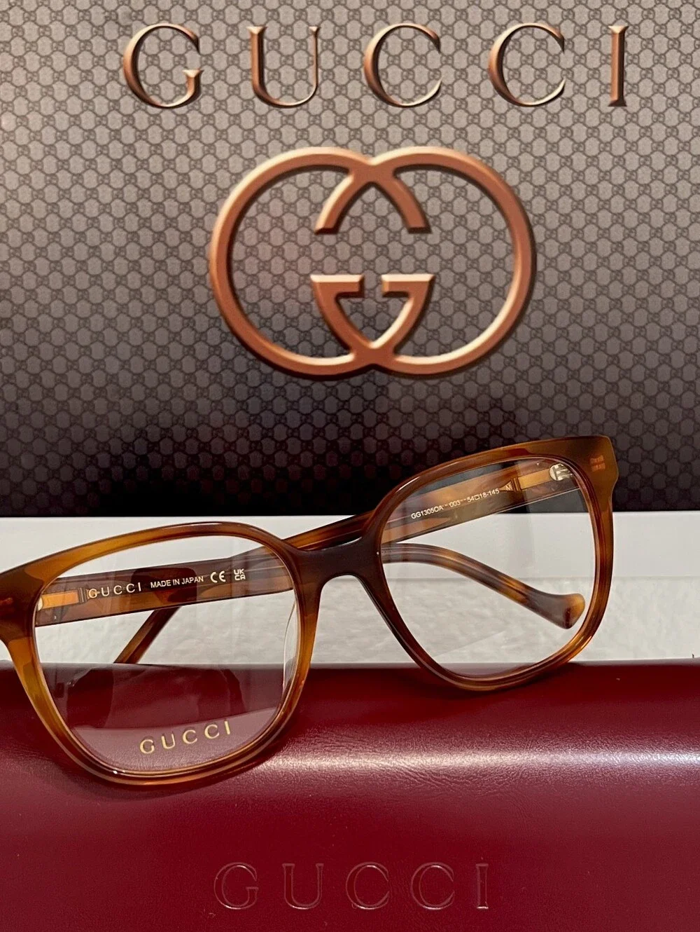 GUCCI GG1305OA Eyeglasses frames in color 003 Havana Tortoise